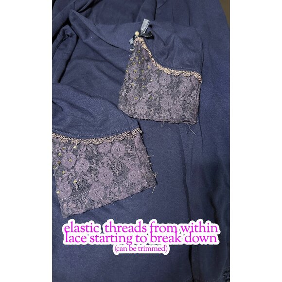 Navy Blue Lacy Babydoll Long Sleeve Tee 🌌 AXES FEMME - Picture 7 of 10